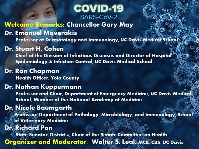 Partial list of speakers for the COVID-19 webinar.