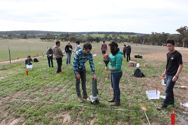 Food ought to be incorporated in every school curriculum, says Christian Nansen. Here his former students at the University of Western Australia, Preth, learn about designing and installing a garden. (Photo by Christian Nansen)