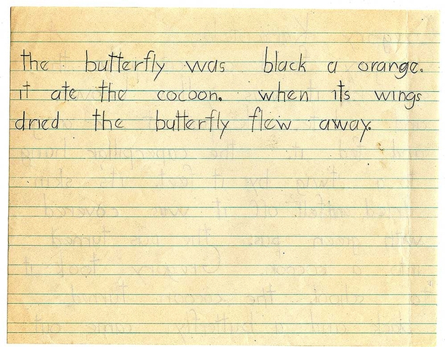 This is Page 2 of second-grader Greg Kareofelas booklet on monarchs.