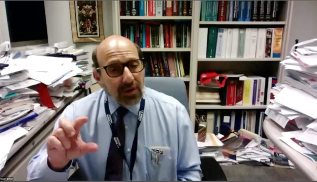 Vaccine specialist Dr. Stuart Cohen of UC Davis Health responding to questions.