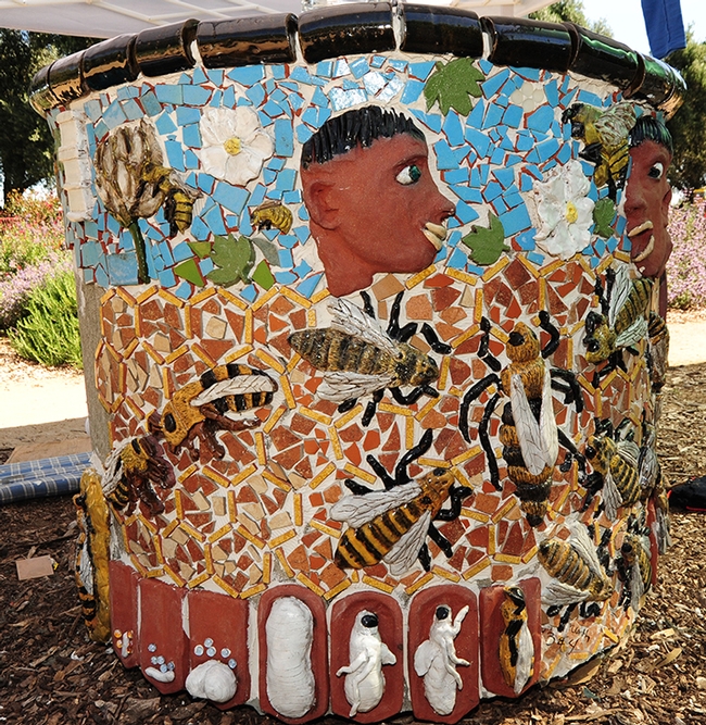 Newly installed art at the UC Davis Department of Entomology and Nematology bee garden in May of 2013. (Photo by Kathy Keatley Garvey)