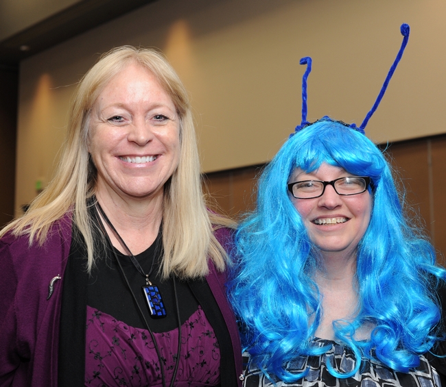 Bug Girl poses with Robin Rosetta, associate professor of Oregon State University who also blogs about bugs. Rosetta received UC Davis degrees in entomology. (Photo by Kathy Keatley Garvey)