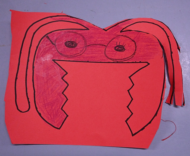 This is the ant headgear template, inspired by leafcutter ants. (Photo by Kathy Keatley Garvey)