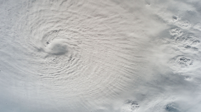 Hurricane Milton- clouds in a circular pattern cover the image