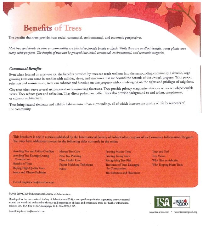 Tree Communal benefits