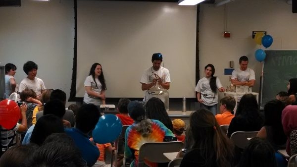 UC Davis students demonstrate principles from atmospheric science to an appreciative audience of students and their parents. Courtesy of UC Davis.