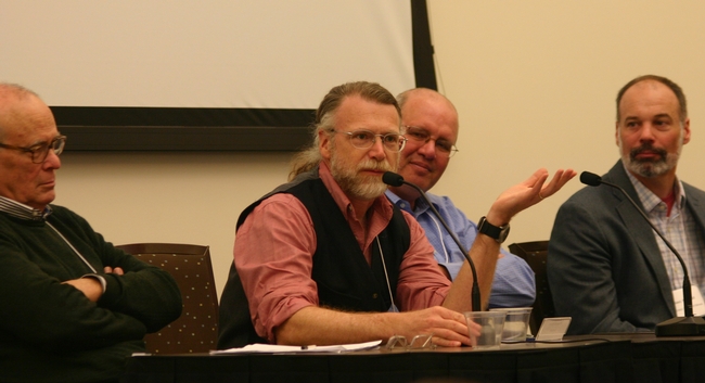 Speakers Richard Walker, Mark Fiege, Ken Tate, and Reed Maxwell in an panel discussion