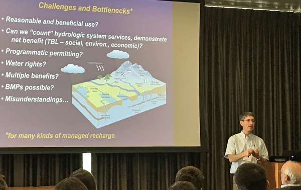 Andrew Fisher on challenges and bottlenecks for managed aquifer recharge in California. Photo by Faith Kearns.