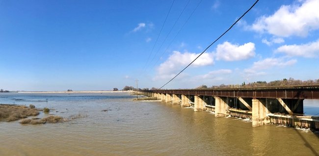 After several dry years, the winter of 2016-17 brought record breaking precipitation and the Sacramento Weir was opened to allow flood waters into the Yolo Bypass for the first time in a decade. Photo by Faith Kearns.
