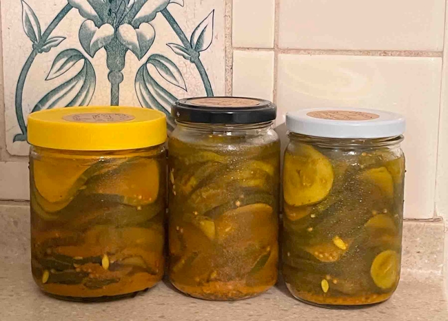 These bread & butter pickles will be stored in the refrigerator; no canning process required. J.C. Lawrence