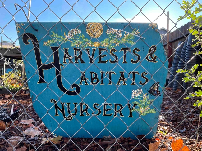 Harvests & Habitats sign, Sherri Scott