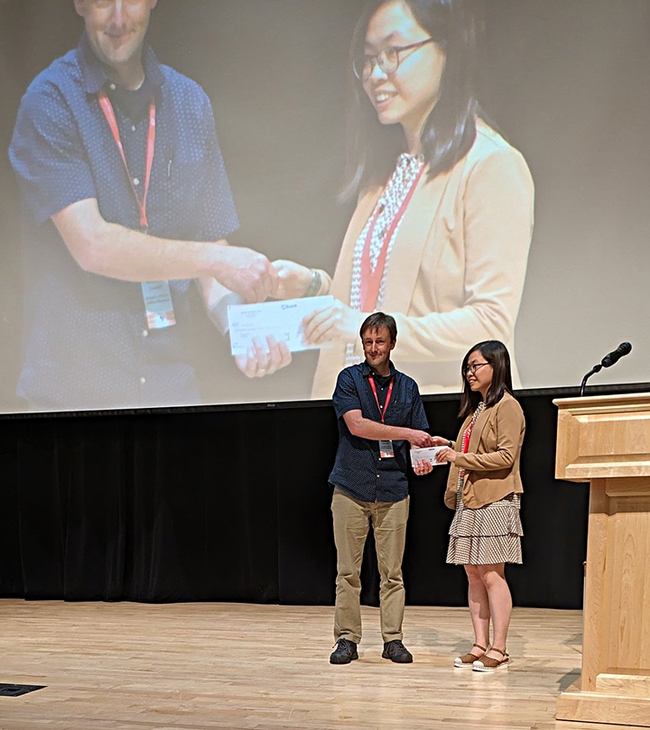 Ching-Jung Lin, who will be a fourth-year doctoral student this fall, won second place in the 12-minute  competition with her presentation on 