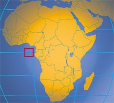 Location map  of São Tomé and Príncipe in the Gulf of Guinea. (Wikipedia)