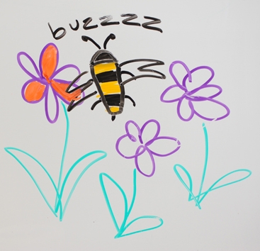 This drawing appears on the Harry H. Laidlaw Jr. Honey Bee Research Facility's whiteboard.