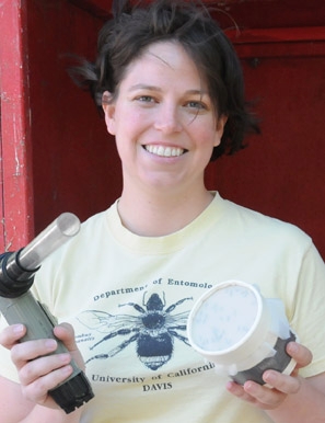 Tara Thiemann is researching the blood meals of Culex mosquitoes, which transmit West Nile virus.(Photo by Kathy Keatley Garvey)