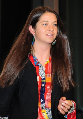 Anna Davidson, moderatorand organizer (Photo by Kathy Keatley Garvey)