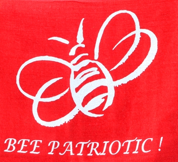 'Bee Patriotic' rally towel, the work of Debra Jamison.