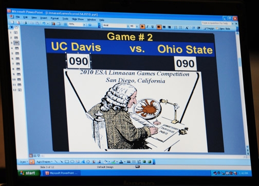 In the UC Davis-Ohio State competition, the score was tied at 90 to 90 before Ohio State answered the next question correctly and went on to win the game. Ohio advanced to the championship game and defeated the University of Nebraska.