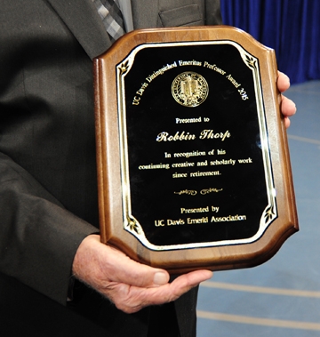 Close-up of the plaque that Robbin Thorp received.