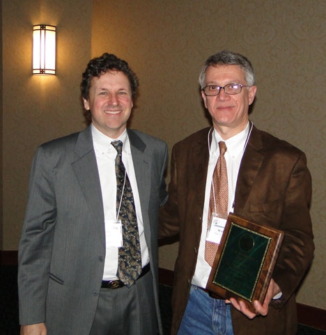 Chemical ecologist Walter Leal (right) is the 2010 recipient of the prestigious C. W. Woodworth Award. With him is Brian Holden, great-grandson of Woodworth.