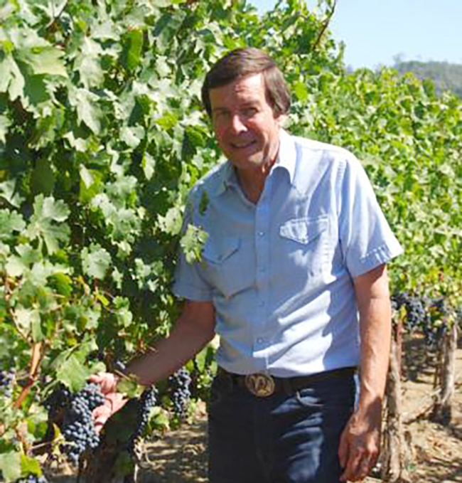 Frank Zalom in vineyard