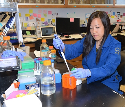 As a graduate student, Rosanna Kwok won a two-year National Institute of Health fellowship in biomolecular technology. (Photo by Kathy Keatley Garvey)