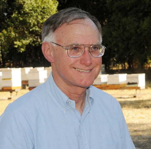 WAS president Eric Mussen at the Harry H. Laidlaw Jr. Honey Bee Research Facility. He is serving his sixth term as president of the organization, which was founded at UC Davis.(Photo by Kathy Keatley Garvey)