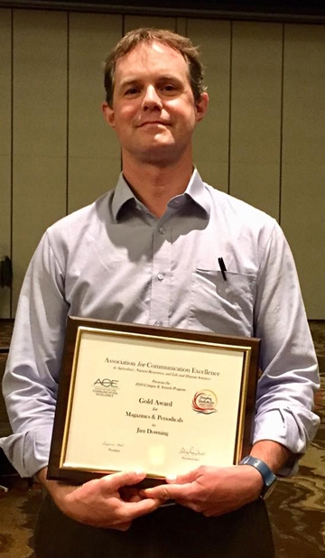 Jim Downing, executive editor of California Agriculture, won a gold at the ACE conference in the magazine division. (Photo by Pam Kan-Rice)