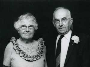 Tracy and Ruth Storer, photographed on Tracy's 80th birthday in 1968. The Storer Lectureship memorializes them.