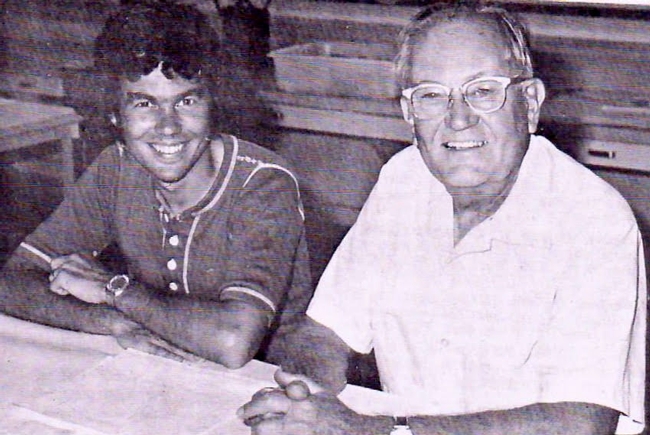 Robert E. Page Jr. (left), then a UC Davis graduate student, with Harry H. Laidlaw Jr., 