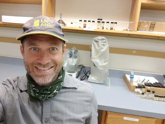 Andrew Sutherland in the Urban Pest Management Laboratory at UC Berkeley's Richmond Field Station.