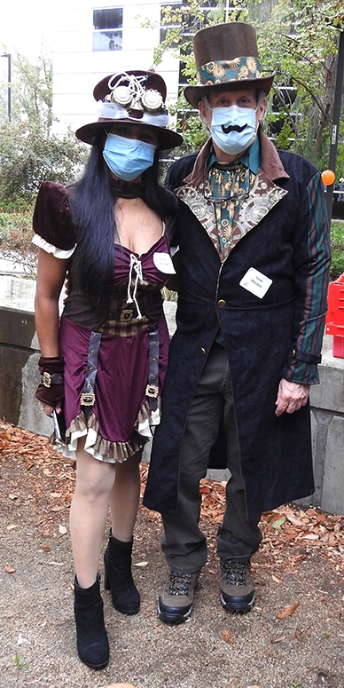 Bohart senior museum scientist Steve Heydon and his wife, Anita, came dressed as steampunk figures. (Photo by Kathy Keatley Garvey)