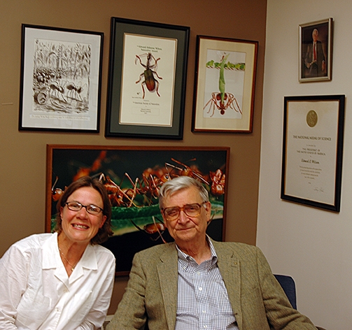 Fran Keller with E. O. Wilson in his office on May 20, 2005.