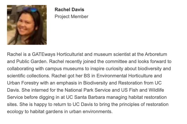 Rachel Davis of the UC Davis Arboretum and Public Garden, project leader