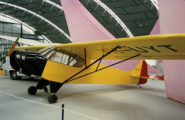 Fig. 5. Mary took up flying after being given a ride by her brother. After she soloed, he gave her an airplane similar to this J-2 Cub. She found that flying freed her from stress of an unhappy marriage. Wikimedia. Taylor J-2 Cub