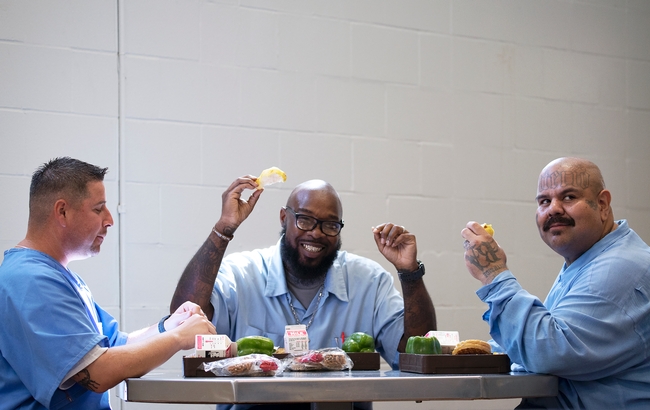 California State Prison Solano residents enjoy their fresh pears with their meals