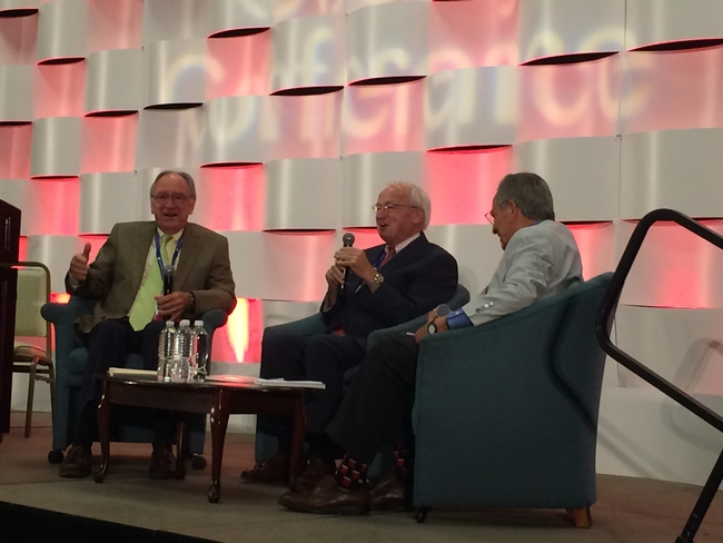 The panel discussion with Iowa Senator Tom Harkin, left, USDA Under Secretary Kevin Concannon, and NPI director of policy Kenneth Hecht.