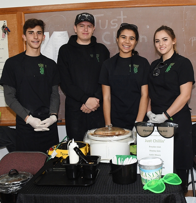 4-H'ers from the Pleasants Valley 4-H Club, Vacaville, await the judges. From left are Brayden Gish, Justin Means, Maya Prunty and Shayley Gish. They made a recipe reportedly favored by 
