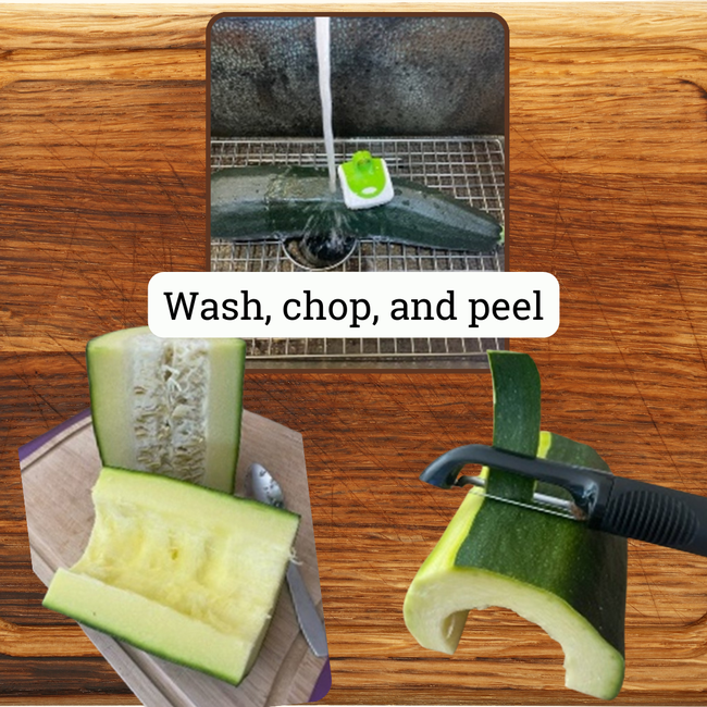 Wash, chop, peal zucchini graphic