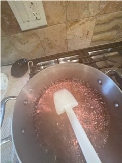 Boiling mixture being stirred