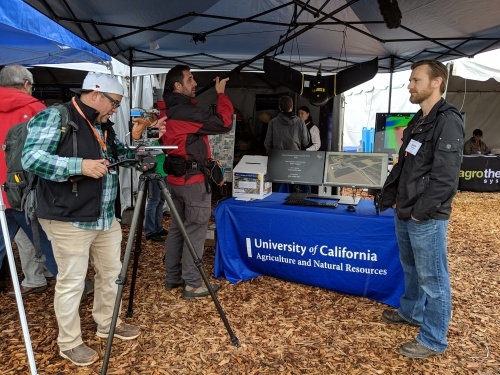 IGIS Drone Pilot and Data Analyst Jacob Flanagan speaks to the local media at the 2019 World Ag Expo