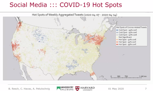 Hot Spot Analysis of COVID-19 Twitter Posts (Dr. Bernd Resch, U. Salzburg)