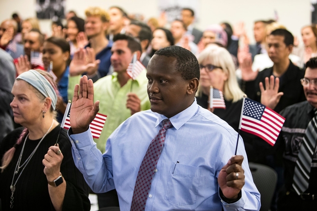 A naturalization ceremony in Tampa, Fla., last month. The government has sought to count everyone living in the United States, legally and otherwise, since the first census in 1790. Credit Monica Herndon/Tampa Bay Times, via Associated Pres