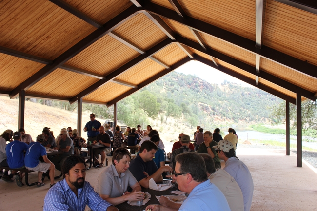 Participants enjoy lunch at the Yuba River Education Center