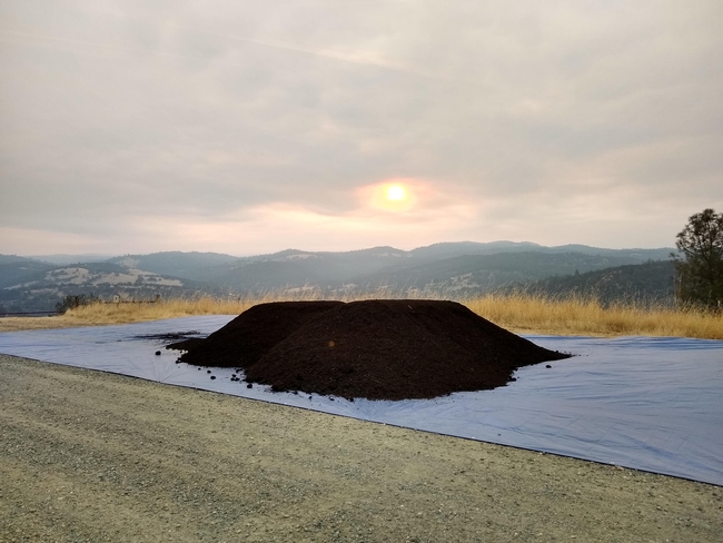 green waste compost waiting to be applied on rangeland