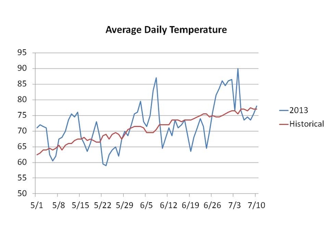 Average daily temperature