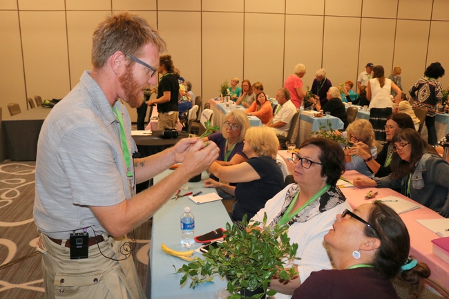 Attendees got hands-on experience with plant propagation from speaker Taylor Lewis, Teaching Nursery manager at the UC Davis Arboretum. ©UC Regents / Melissa Womack