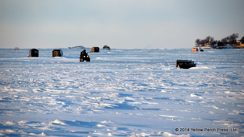 Now that's real cold!  Fishing huts on frozen Lake Winnebago.