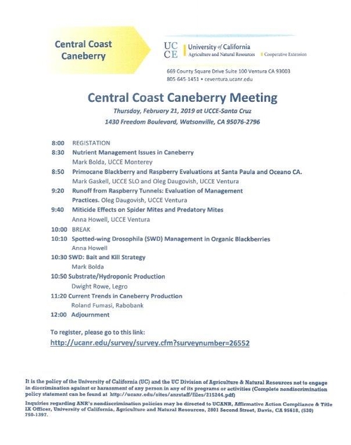 2019 Caneberry Meeting Agenda