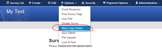 Copy menu Location, in the options menu select, Move Copy Delete
